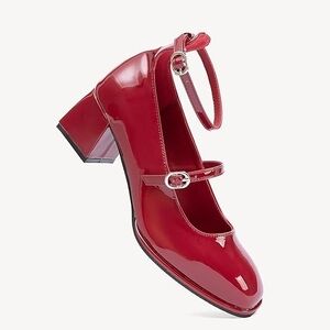 Elegant Red Patent Leather Retro Mary Jane Heels (2.5")